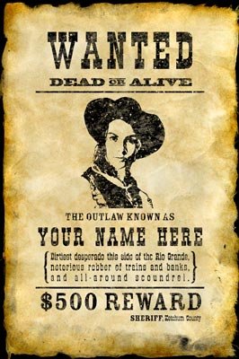 De tekenaar tekent u gasten op een wantedposter die mee naar huis genomen kan worden